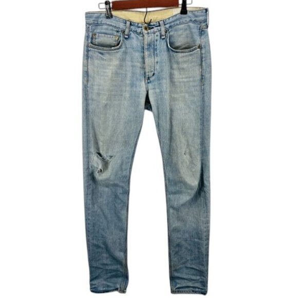 Rag & Bone Jeans Mens Blue Slim Fit Distressed Button Fly Grunge Casual Denim 31 - Picture 1 of 16